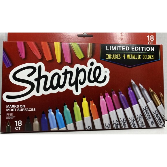 LE Sharpie Fine Tip Permanent Marker Assorted Colors 18 Ct - Picture 1 of 2